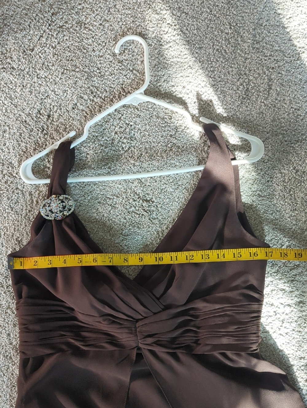 Bill Levkoff Brand Bride's Maid Dress Chocolate Color Gold Metallic Detail 14 - Picture 16 of 16